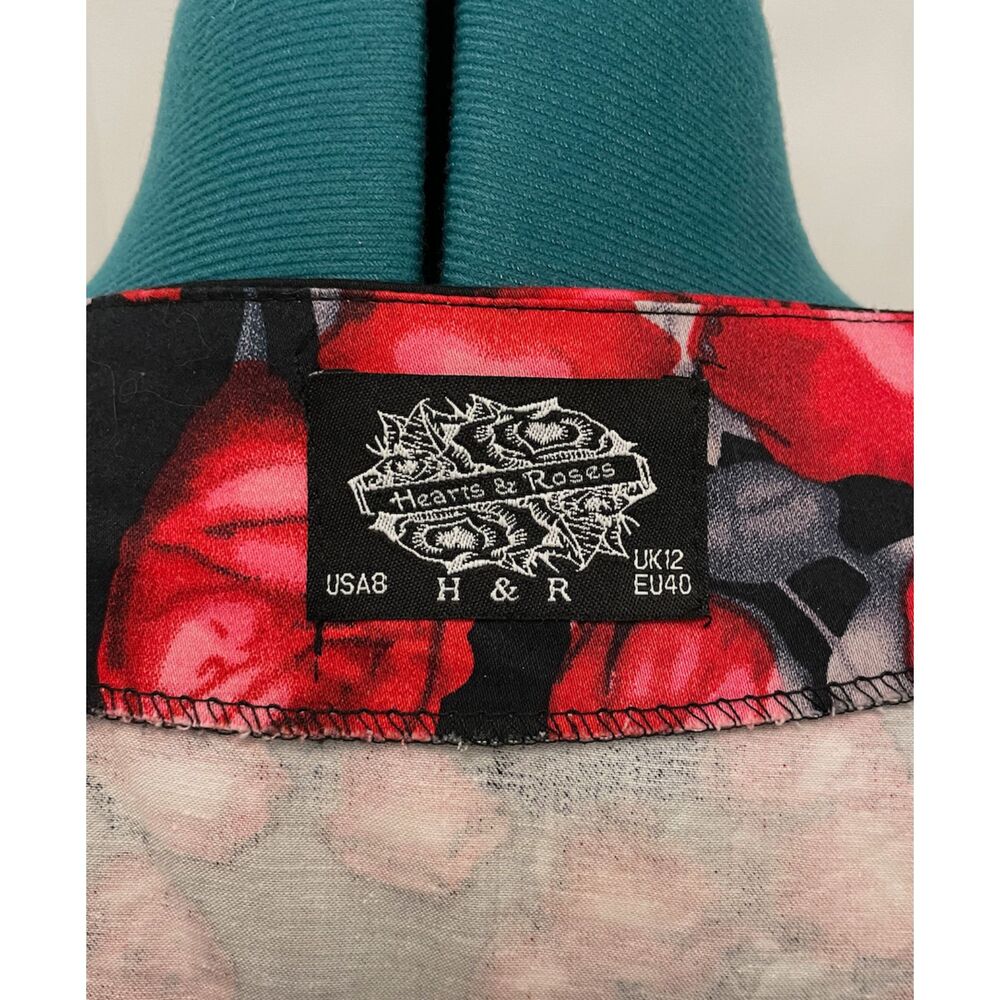 H&R London red rose and black swing dress M - Picture 5 of 6
